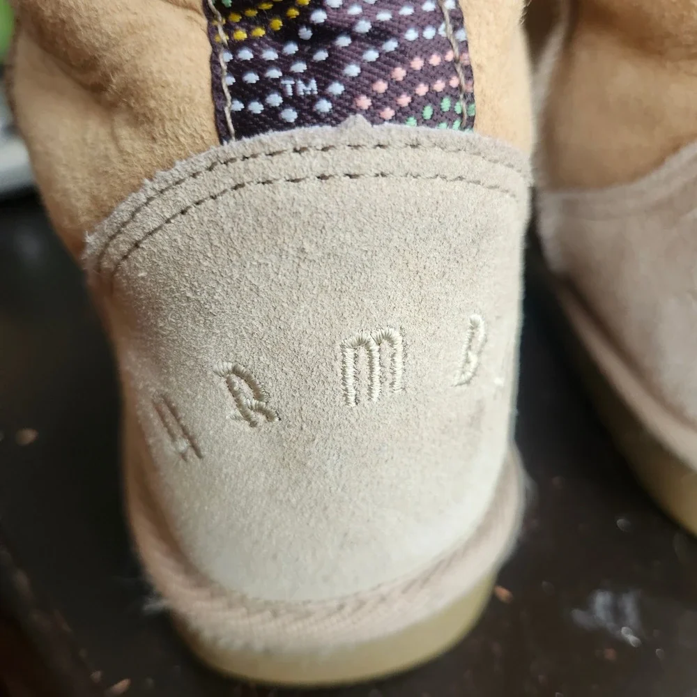 Warmbat Australia Shearling Boots Womens 6 Tan Suede Mid Calf Winter Boho Apres